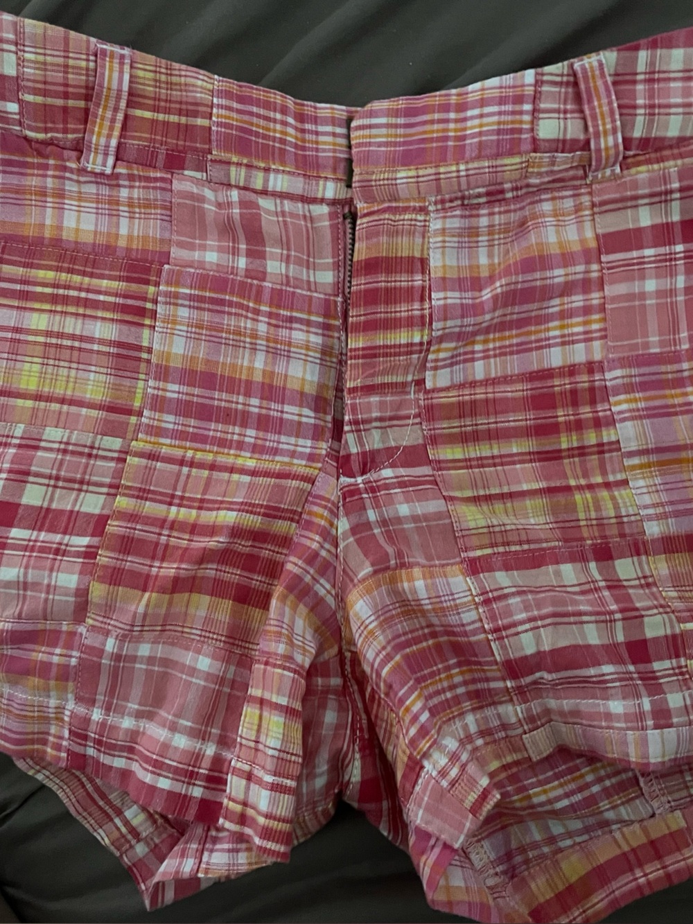 Women's Pink Plaid Cotton Bermuda Shorts